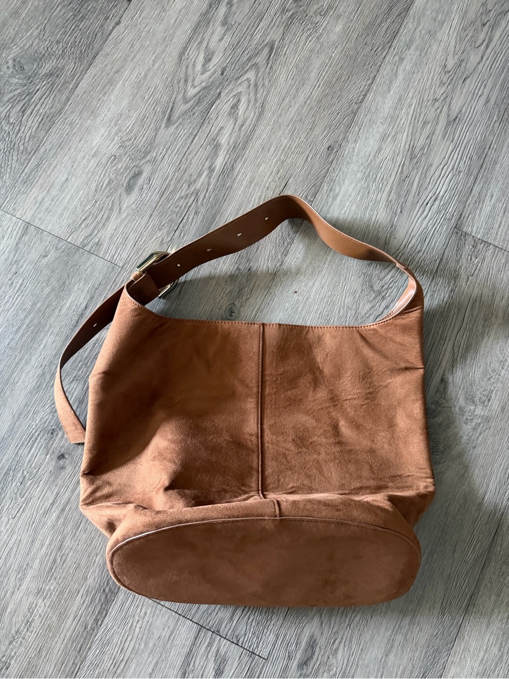 H&M Suede Hobo Bag in Cognac